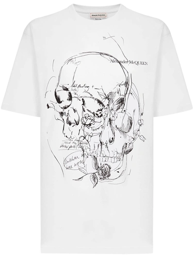 Shop Alexander Mcqueen Skull Sketchbook T-shirt In White