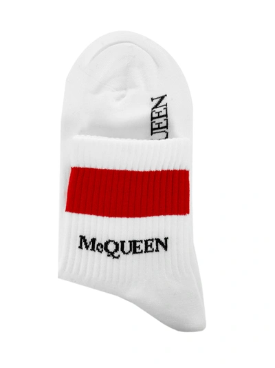 Shop Alexander Mcqueen Stripe Socks In White