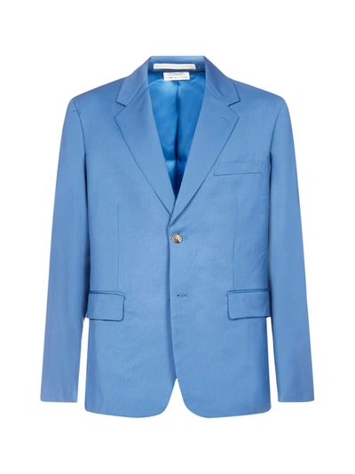 Shop Comme Des Garçons Homme Deux Cut-outs Sleeves Wool Blazer In Blue