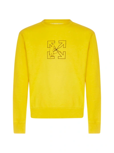 Shop Off-white Logo Workers Cotton Sweatshirt In Yellow Black
