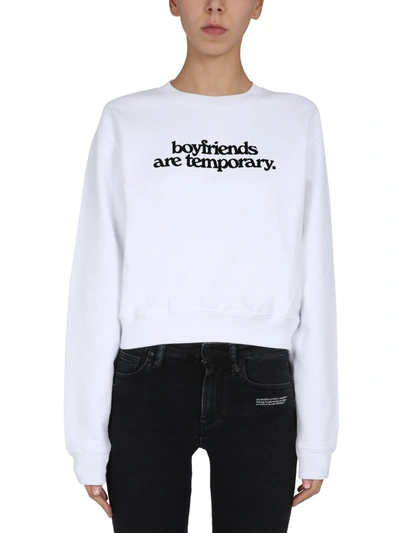 Shop Off-white Cropped Sweatshirt In Bianco