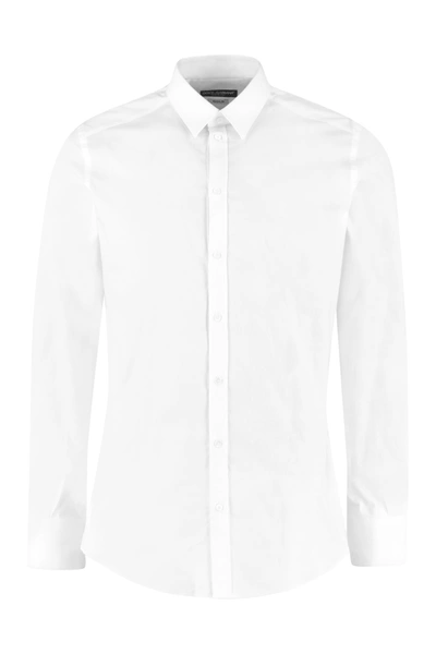 Shop Dolce & Gabbana Classic Italian Collar Cotton Shirt In White