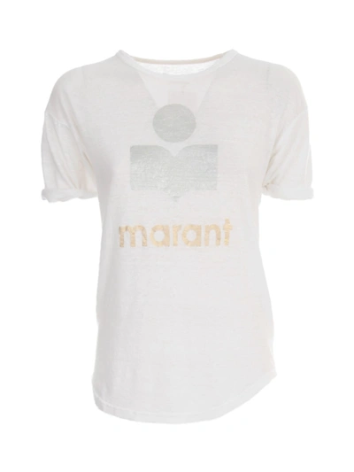 Shop Isabel Marant Étoile Koldi Wide Neck S/s T-shirt In Wh White