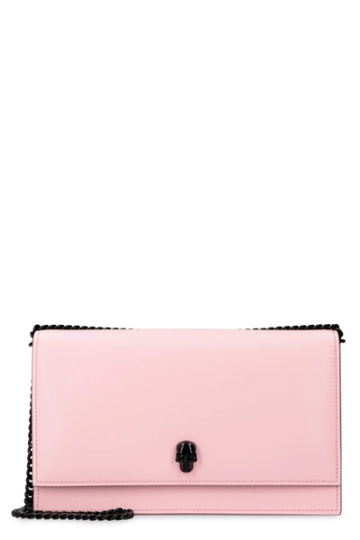 Shop Alexander Mcqueen Skull Leather Crossbody Bag In Pink