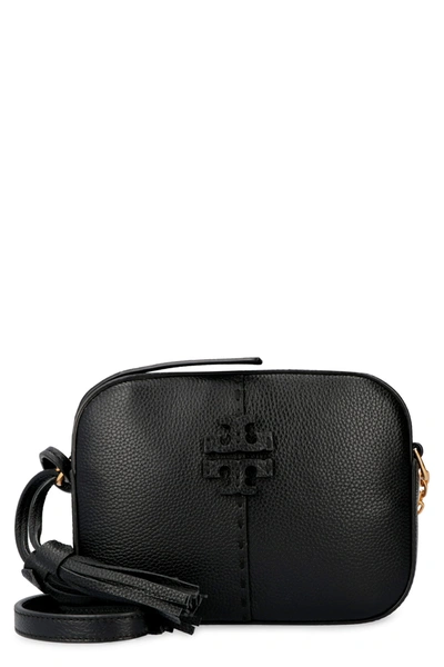 Shop Tory Burch Mcgraw Leather Camera Bag In Black