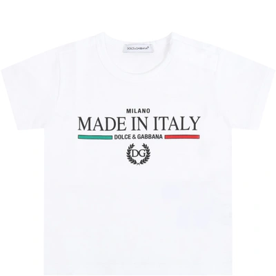 Shop Dolce & Gabbana White T-shirt For Babykids With Logos