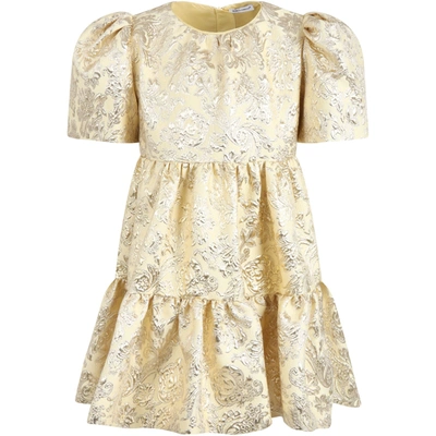 Shop Dolce & Gabbana Gold Dress For Girl