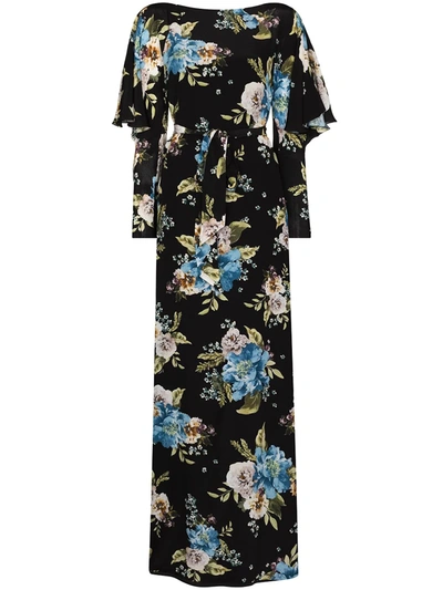 Shop Erdem Jude Floral-print Silk Maxi Dress In Black