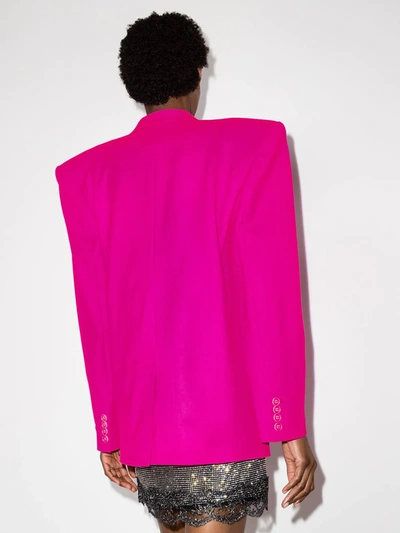 Shop Attico Shoulder-pad Single-breasted Blazer In Pink