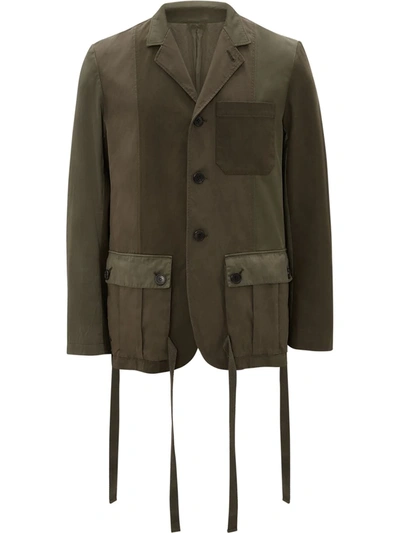 Shop Jw Anderson Tie-pockets Panelled Jacket In Green