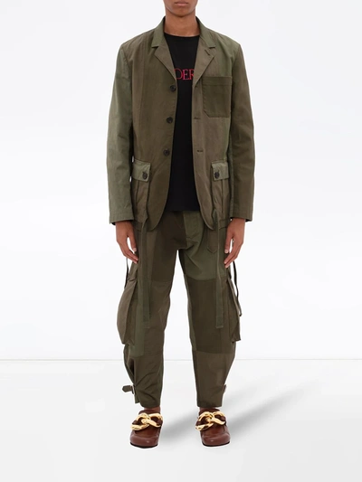 Shop Jw Anderson Tie-pockets Panelled Jacket In Green
