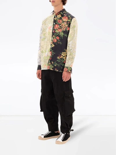 Shop Jw Anderson Panelled Floral Print Shirt In Black