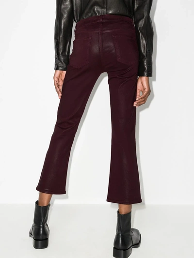 Shop J Brand Selena Mid-rise Cropped Flared Jeans In Red