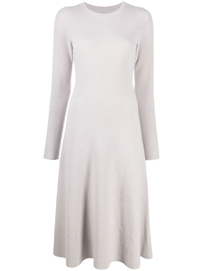 Shop Yves Salomon Ribbed-knit Fitted Dress In Pink