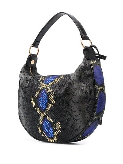 Shop Versace Snake-print Shoulder Bag In Black