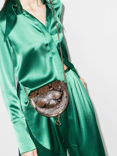 Shop See By Chloé Mara Snake-effect Crossbody Bag In Brown