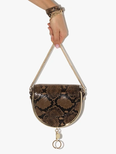 Shop See By Chloé Mara Snake-effect Crossbody Bag In Brown