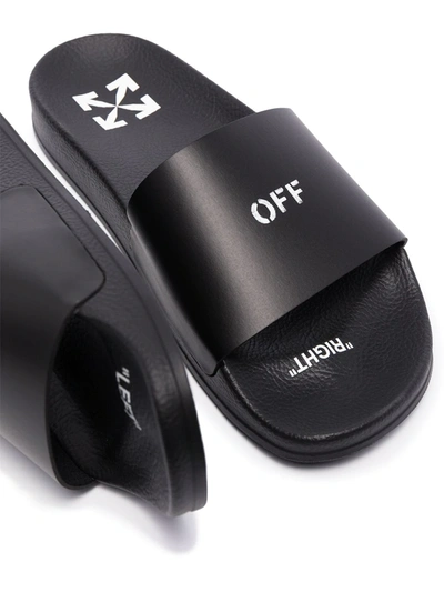 Shop Off-white Arrows Logo-print Slides In Black