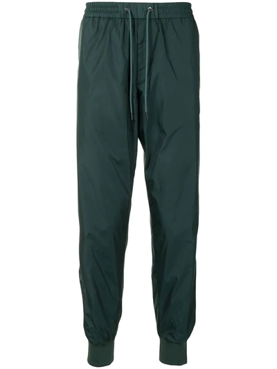 Shop Moncler Tapered Leg Track Pants In Green