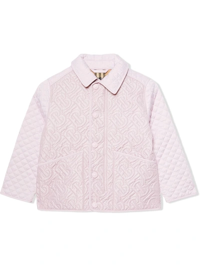Shop Burberry Monogram Quilted Jacket In Pink