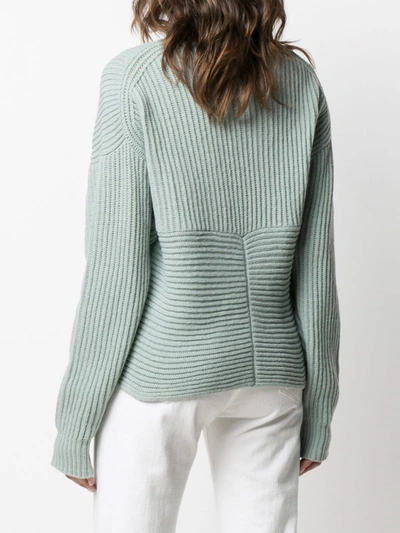 Shop Alysi Ribbed Knit Wraparound Jumper In Green