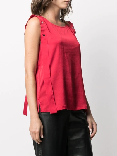 Shop Dkny Button Embellished Sleeveless Blouse In Red