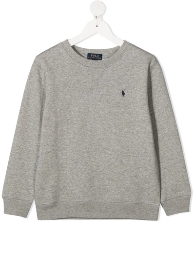 Shop Ralph Lauren Embroidered Logo Sweatshirt In Grey