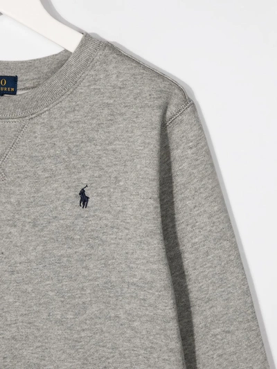 Shop Ralph Lauren Embroidered Logo Sweatshirt In Grey
