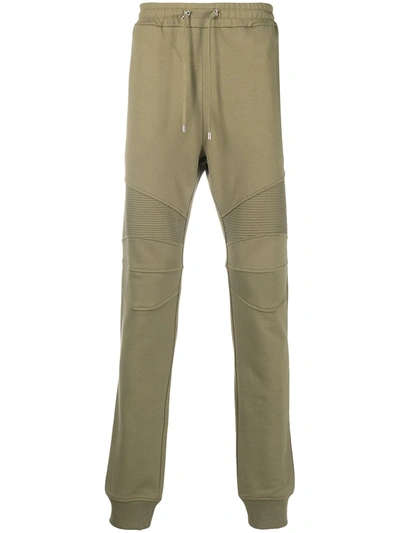 Shop Balmain Ribbed Panel Track Pants In Green