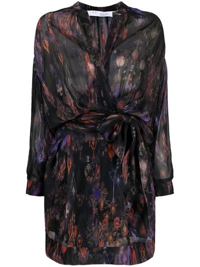 Shop Iro Keita Abstract-batik Print Wrap Dress In Black