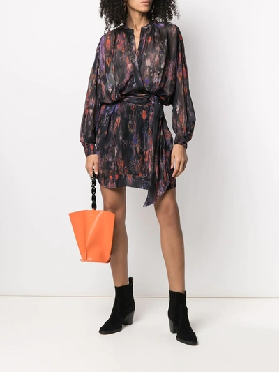 Shop Iro Keita Abstract-batik Print Wrap Dress In Black