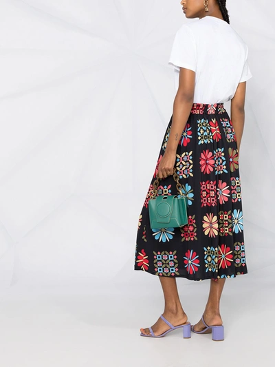 Shop La Doublej Abstract-print Midi Skirt In Black
