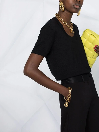 Shop Bottega Veneta Knitted Short-sleeve Top In Black