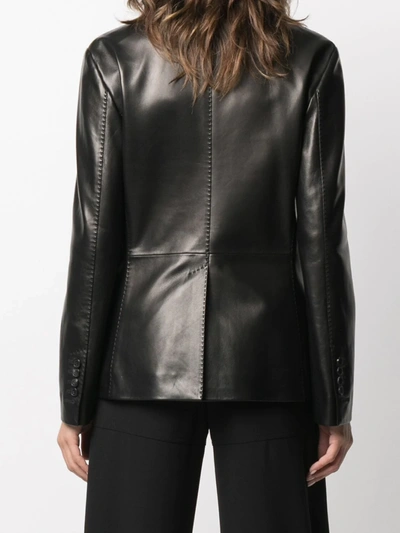 Shop Tom Ford Single-breasted Leather Blazer In Black