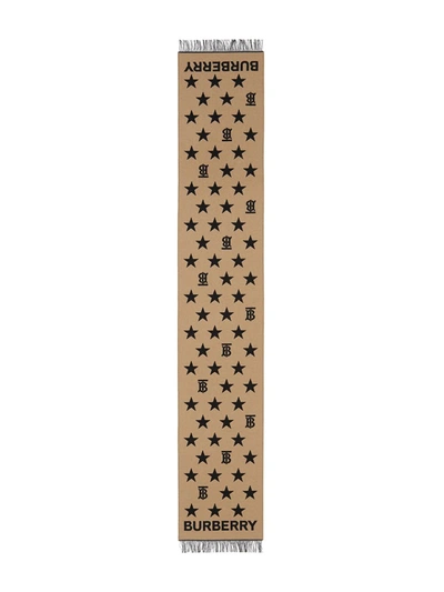 Shop Burberry Star Jacquard-knit Scarf In Neutrals
