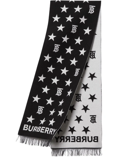 Shop Burberry Star Jacquard-knit Scarf In Black