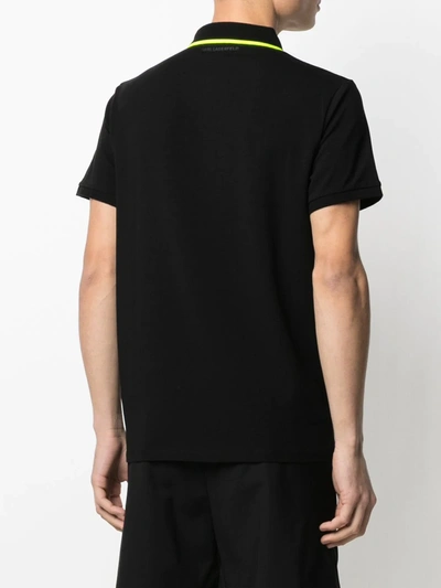 Shop Karl Lagerfeld Chest Logo Polo Shirt In Black