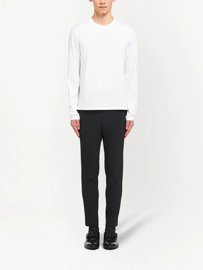 Prada Logo Plaque Long-sleeved T-shirt In White