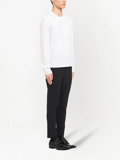 Prada Logo Plaque Long-sleeved T-shirt In White