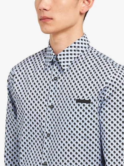 Shop Prada Geometric Print Shirt In Blue