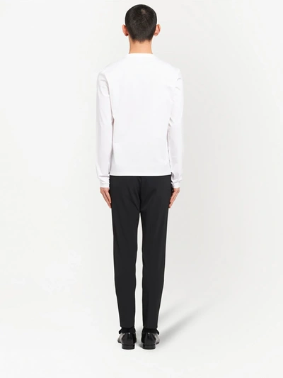 Prada Logo Plaque Long-sleeved T-shirt In White