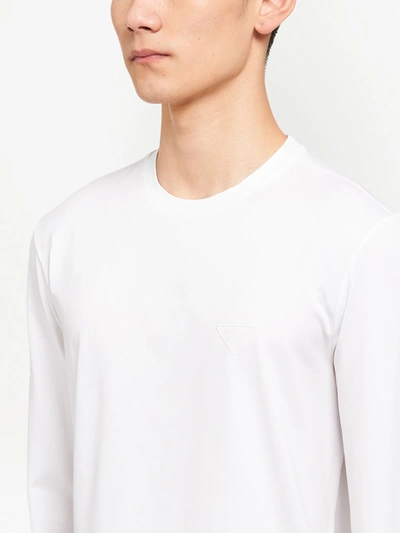 Prada Logo Plaque Long-sleeved T-shirt In White