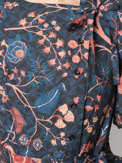 Shop Ulla Johnson Tiered Puff-sleeve Cotton Dress In Blue
