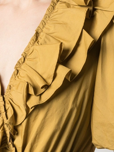 Shop Ulla Johnson Ruffled Puff-sleeve Mini Dress In Yellow