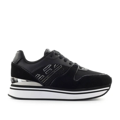 Shop Emporio Armani Black Platform Sneaker With Rhinestones