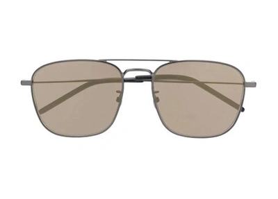 Shop Saint Laurent Sunglasses In Marrone