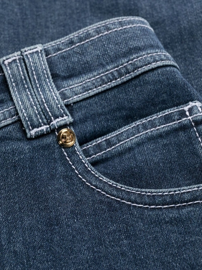 Shop Balmain Skinny Cotton Jeans In Blue