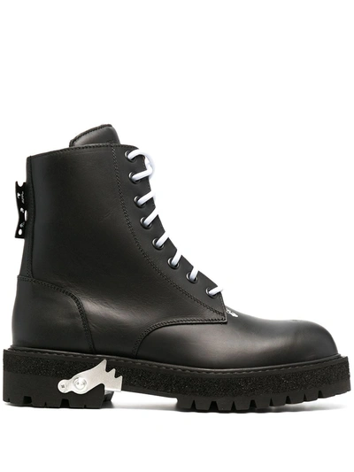 Shop Off-white Leather Lace Up Boots
