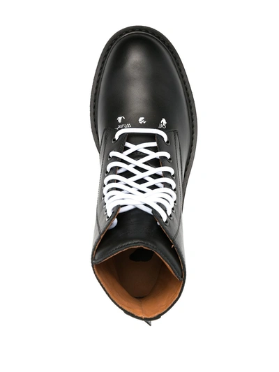 Shop Off-white Leather Lace Up Boots