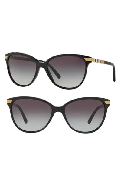 Shop Burberry 57mm Cat Eye Sunglasses In Black